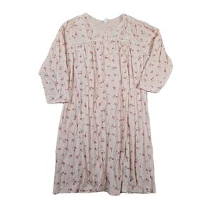 Soft Moments Pink Floral Nightgown Plus 3X Cotton Pleated Cottagecore Prairie